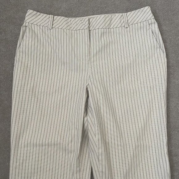 Loft Pants Womens 4 Ann Crop Striped Beige Black White Straight Leg Summer Capri - Picture 3 of 11